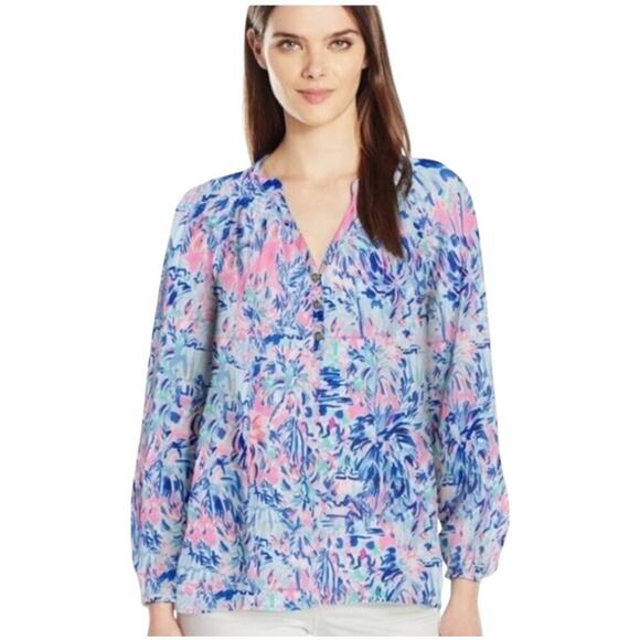 Lilly Pulitzer Elsa Top Cabana Cocktail Size L 100% Silk Blouse/Top | RARE! - Picture 5 of 9
